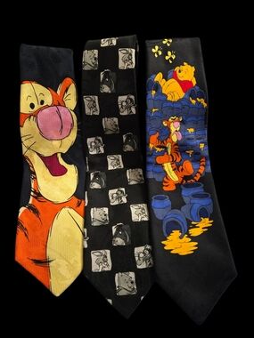 3 Disney Winnie The Pooh Mens Neck Ties  - Pooh, Tigger, Eeyore, Rabbit